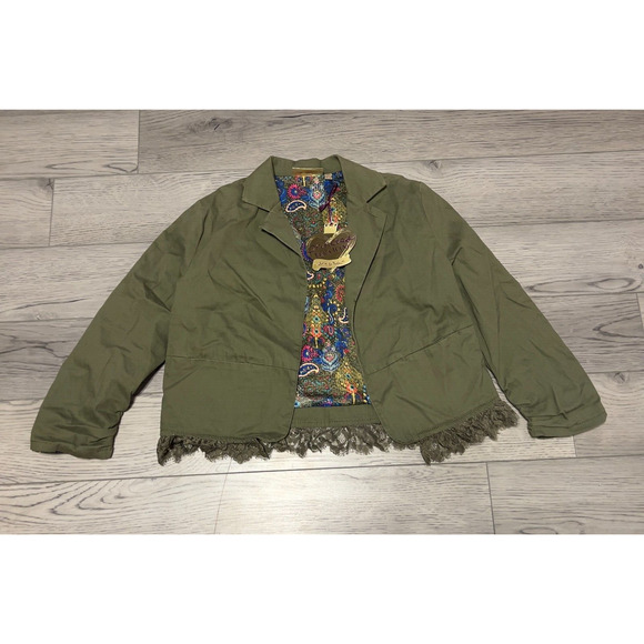 Vera Wang Princess Born To Rule Army Green Crop Blazer Jacket Size M NWT - Picture 1 of 5
